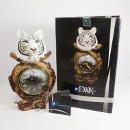 White Tiger Head Polyresin Figurine Table Clock