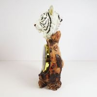 White Tiger Head Polyresin Figurine Table Clock - Click to enlarge