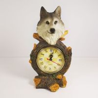 Wolf Head Polyresin Figurine Quartz Table Clock - Click to enlarge