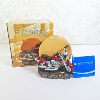 Motorcycle Figurine and Bamboo Coasters Set - Click to enlarge