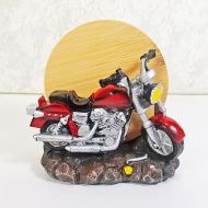 Motorcycle Figurine and Bamboo Coasters Set