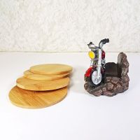 Motorcycle Figurine and Bamboo Coasters Set - Click to enlarge