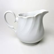 Vintage Sheffield bone white porcelain 8 oz. creamer with beautiful swirl design: Right Side View
