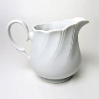 Vintage Sheffield bone white porcelain 8 oz. creamer with beautiful swirl design: Right Side View - Click to enlarge