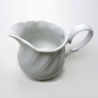 Vintage Sheffield bone white porcelain 8 oz. creamer with beautiful swirl design: Top View - Click to enlarge