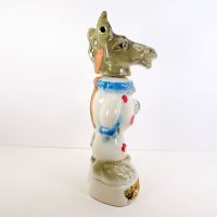 Vintage 1968 Jim Beam Trophy decanter: Donkey dressed in a white clown suit with red dots and blue trim: Right Side View - Click to enlarge