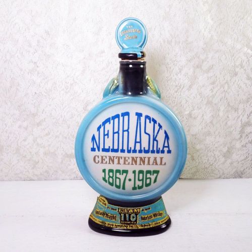 Vintage 1967 Jim Beam Decanter Nebraska Centennial Front