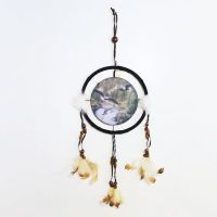 Dream Catcher with round canvas print of two eagles soaring above a river. Dreamcatcher Wall Hanging: Frontx View - Click to enlarge