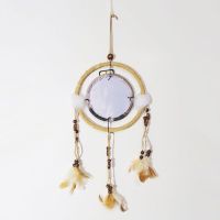 Dream Catcher with round canvas print of a wild spotted horse with feathers in his mane - Dreamcatcher Wall Hanging:: Back View - Click to enlarge