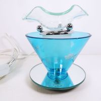 Wildflowers on Blue Electric Scented Oil Tart Warmer with Mirrored Base: Back View - Click to enlarge