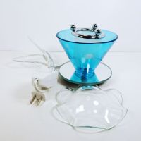 Wildflowers on Blue Electric Scented Oil Tart Warmer with Mirrored Base: Parts View - Click to enlarge