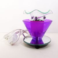 Wildflowers on Purple Electric Scented Oil Tart Warmer with Mirrored Base: Back View - Click to enlarge