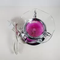 Electric oil warmer featuring a pink night sky of white stars, moon and clouds mounted on a round mirror base: Top - Click to enlarge