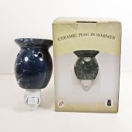 Blue Marbled Style Ceramic Plug In Scented Oil Wax Tart Warmer with Swivel Base: With Box View