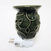 Green Ivy Ceramic Plug In Scented Oil Wax Tart Warmer with Swivel Base: Side View - Click to enlarge