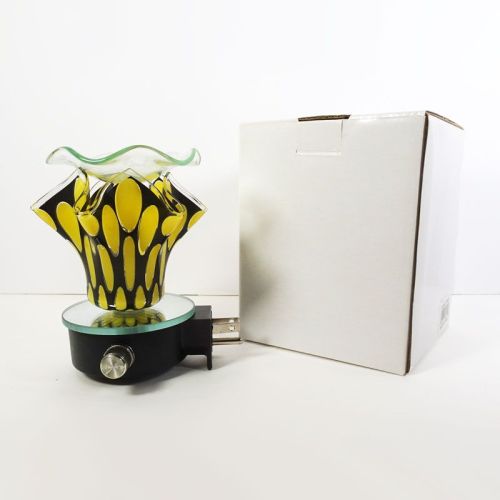 Yellow Ovals on Black Plug In Outlet Oil Wax Warmer