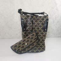 Letter K Pattern Vinyl Handbag or Tote with Cloth interior and Matching Wallet: Left Side View - Click to enlarge