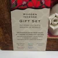 Incense Gift Set: Ash Catcher and Sticks in Wood Box - Click to enlarge