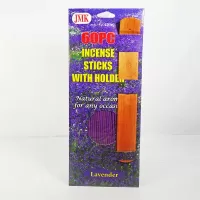 Lavender scented incense sticks with holder. 60 piece set with 10-5/8 inch long incense sticks: Front - Click to enlarge