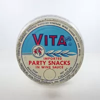 Vita Imported Party Snacks vintage Ball wide mouth textured embossed barrel design glass jar with metal lid: Top - Click to enlarge