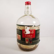 Vintage Coca Cola Coke fountain syrup thumb handle gallon glass jug with paper label and metal screw top: Front