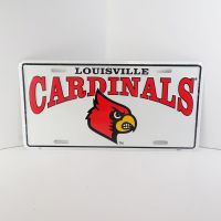 Louisville Cardinals License Plate Sign on White - Click to enlarge