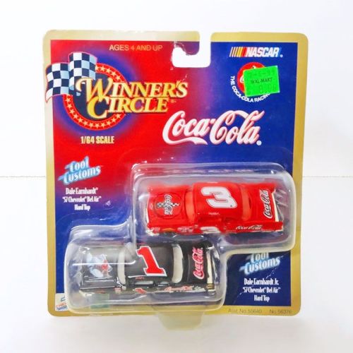 Vintage 1999 Nascar Dale Earnhardt Jr and Sr 1:64 Coca Cola Racing Family Cars in Package: Front View