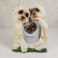 Westie dog breed picture frame in a detailed, life like, polyresin figurine style for one 2x3 photo: Front - Click to enlarge
