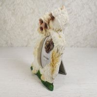 Westie dog breed picture frame in a detailed, life like, polyresin figurine style for one 2x3 photo: Left Side - Click to enlarge