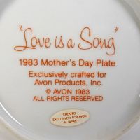 1983 Mother's Day Avon collector plate titled Love is a Song showing three children frolicking in a field of flowers: Words View - Click to enlarge