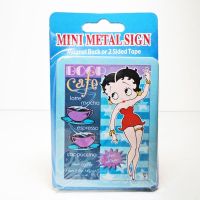 Betty Boop Cafe Open All Nite Mini Metal Magnet Sign for Refrigerator Locker Car: Front View - Click to enlarge