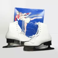 Women size 9 vintage white shoe ice skates from Lake Placid Flyer Canada in the original box: With Box View