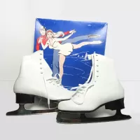 Women size 9 vintage white shoe ice skates from Lake Placid Flyer Canada in the original box: With Box View - Click to enlarge