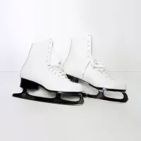 Women size 9 vintage white shoe ice skates from Lake Placid Flyer Canada in the original box: Right Side View - Click to enlarge