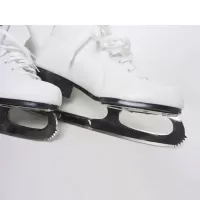 Women size 9 vintage white shoe ice skates from Lake Placid Flyer Canada in the original box: Blade View - Click to enlarge