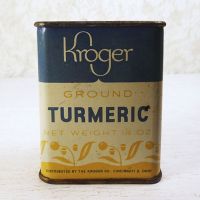 Vintage Kroger Ground Turmeric Metal Spice Tin Front - Click to enlarge