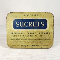 Sharp & Dohme Vintage Sucrets Antiseptic Throat Lozenges with Hinged Lid Top View - Click to enlarge