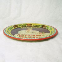Vintage 1976 Hilda Clark Coca Cola 75th anniversary round metal serving tray. No. 06436 Elizabethtown Kentucky Plant: Side View - Click to enlarge