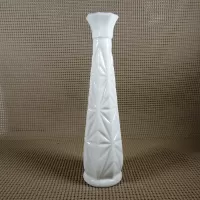 Vintage milk glass bud vase with fluted octagon top and diamond starburst design: Right - Click to enlarge
