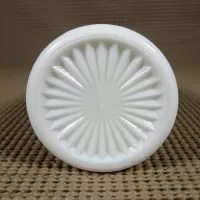 Vintage milk glass bud vase with fluted octagon top and diamond starburst design: Bottom - Click to enlarge