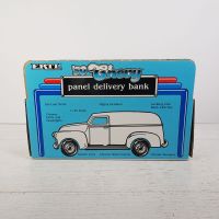 1988 Ertl IGA 1/25 scale diecast metal 1950 Chevy delivery truck bank with key in box: Box Back View - Click to enlarge
