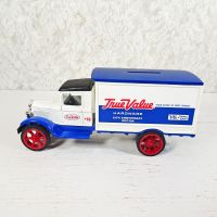 Ertl 1991 True Value 1/34 scale diecast metal 1931 Hawkeye delivery truck bank with key in box: Left Side View - Click to enlarge