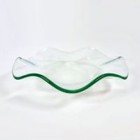 Electric and candle warmer 3-1/2 inches round clear wavy glass oil tart dish or bowl: Top Side - Click to enlarge