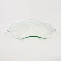 Electric and candle warmer 3-1/2 inches round clear wavy glass oil tart dish or bowl: Bottom Side - Click to enlarge