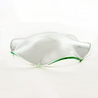 Electric and candle warmer 4-1/2 inches round clear wavy glass oil tart dish or bowl: Bottom Side - Click to enlarge