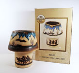 Cowboys on Horseback Ceramic Tealight Candle Lamp